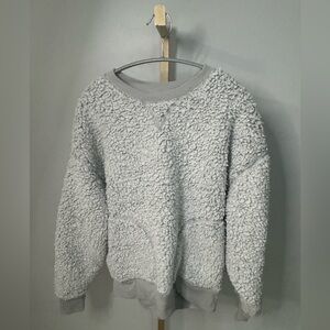 Victoria's Secret PINK Light Gray Faux Sherpa Crewneck